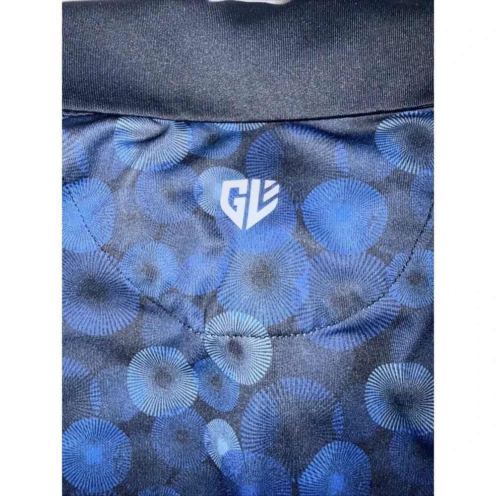 Graham Luxe Polo L Golf Shirts‎ Mens 2 Pack Bundle Set Coral Floral Blue Circles